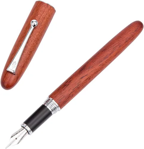 Vista 4 de JINHAO 9026 - Pluma estilográfica de punta fina con cuerpo y tapa de madera (palisandro)