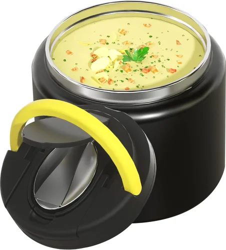 Vista 2 de Termo de 11.8 oz para Alimentos Calientes, Termo para Sopa de Acero Inoxidable, Contenedor de Comida Caliente con Cuchara Plegable, Tapa Abatible