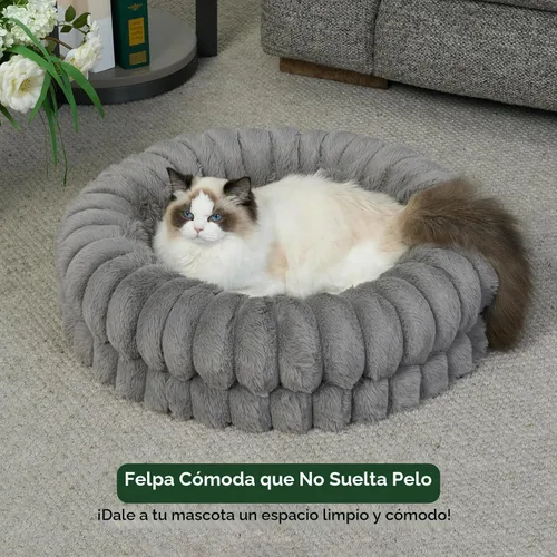 Vista 2 de BALANCE Cama de lujo para perros en forma de dona, camas redondas de 24 pulgadas para perros pequeños, lavable, cama ortopédica calmante para Gris