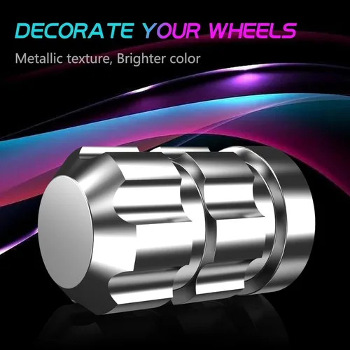 Vista 2 de Aluminum Tire Valve Stem Caps for Lynk, Anti-Rust Tires Air Valve Cap Stem Covers Corrosion-Resistant Automotive Exterior Accessories,L-Silver/F