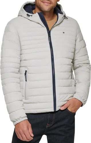 Vista 9 de Tommy Hilfiger chamarra plegable de poliéster elástico con capucha para hombre Medianoche