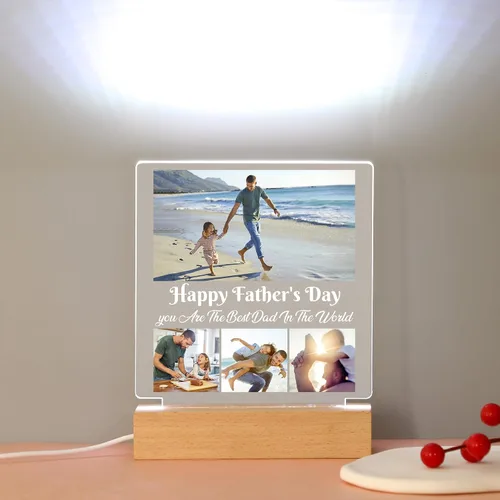 Vista 5 de WSYEAR Regalos Personalizados del Día del Padre y Cumpleaños para Papá de Esposa e Hija, Regalos Personalizados para Papá de Hijo e Hijos, Placa