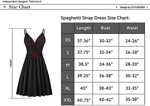 Vista 6 de STYLEWORD - Vestido informal de verano para mujer, diseño acampanado, con vuelo y floral, con cuello en V, tirantes delgados y bolsillos, unicolor