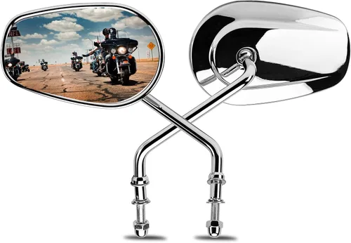 Vista 8 de LKV Espejos retrovisores para motocicleta, ajuste de 360 grados, espejos laterales de vástago largo para Harley Sportster Road King Softail Street