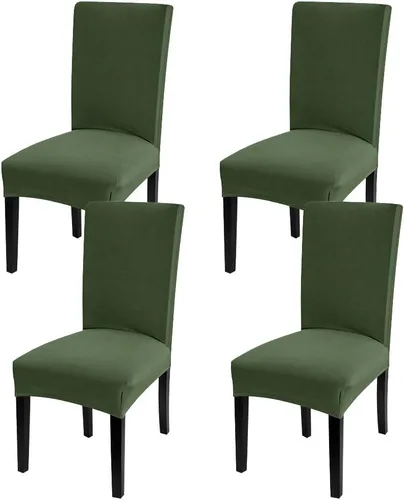 Vista 7 de Fuloon Paquete de 4 Fundas Protectoras para Asientos de Sillas de Comedor Super Ajustadas Elásticas Extraíbles Lavables Cortas para Hotel, Comedor