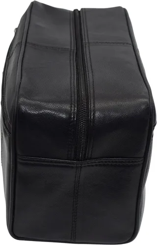 Vista 6 de MARSHAL Neceser de viaje de cuero genuino Dopp Kit organizador de viaje para hombres y mujeres, Negro -, Neceser