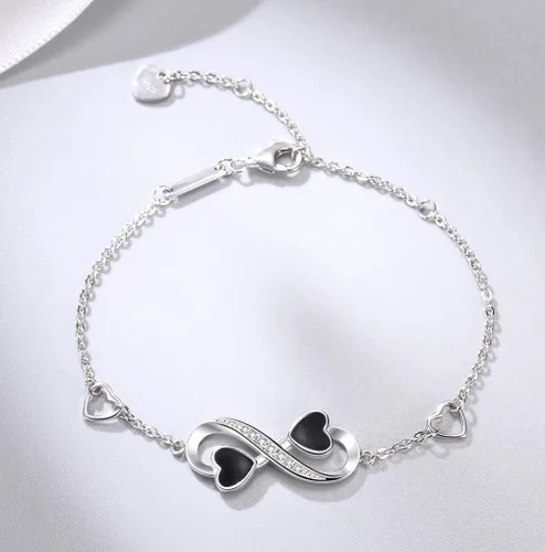 Vista 2 de OneSight Pulsera de corazón de amor infinito para mujer, plata de ley 925 ajustable con dije para siempre para mujeres y niñas