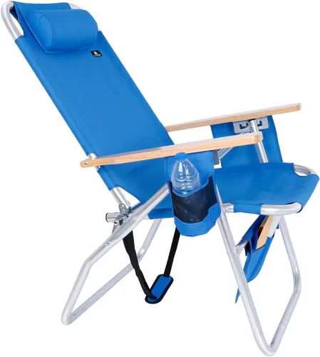 Vista 6 de Silla de playa grande y resistente para adultos grandes y altos, capacidad de 300 libras, tubo de aluminio, 4 posiciones reclinables