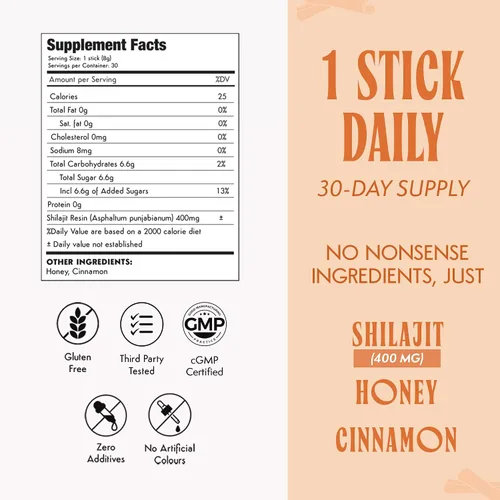 Vista 3 de Shilajit del Himalaya de 400 mg para hombres con miel, canela, barras energéticas para llevar y apoyo inmunológico para mujeres, 75% más de ácido