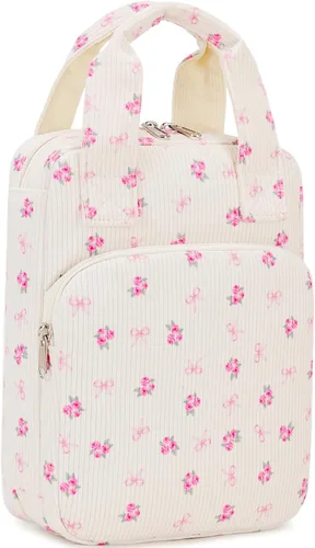 Vista 23 de DSIUE Funda para la Biblia para niños, funda de pana para llevar la Biblia, soporte para libros, bolsa con asa y bolsillos, diseño floral de retazos
