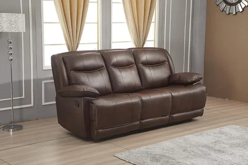 Vista 8 de Betsy Furniture Juego de sofá reclinable de cuero regenerado para sala de estar 8006 (marrón, silla planeadora)
