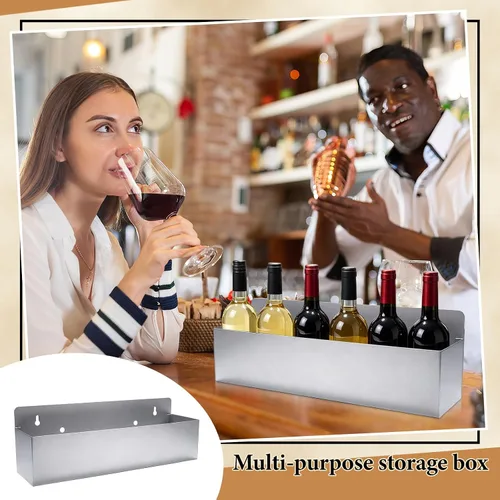 Vista 6 de 2 soportes para botellas de licor de acero inoxidable de 15 pulgadas, soporte de botella de riel de una sola velocidad, estante de riel de bebidas