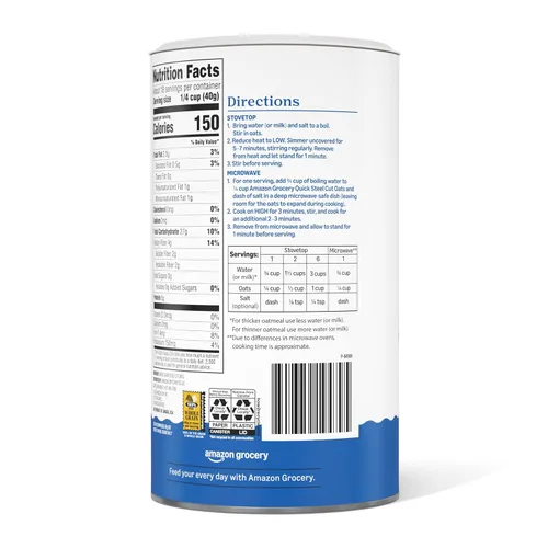 Vista 3 de Amazon Grocery, avena cortada rápida, 25 onzas (anteriormente Happy Belly, el empaque puede variar)