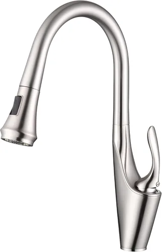 Vista 11 de sumerain Grifo de cocina de un solo orificio con rociador extraíble, grifo de fregadero de cocina de acero inoxidable de una sola manija, cromo