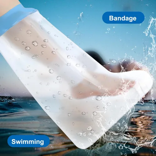 Vista 6 de Ymapinc Funda impermeable para pies, protector de ducha reutilizable para yesos quirúrgicos, vendajes, heridas, funda elástica suave y cómoda