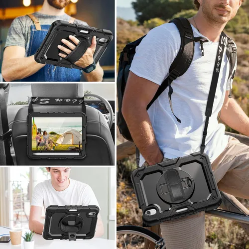 Vista 2 de HXCASEAC Funda para iPad mini 7 (A17 Pro)/iPad mini 6 de 8.3 pulgadas, protección de cuerpo completo con correa de transporte, correa de mano