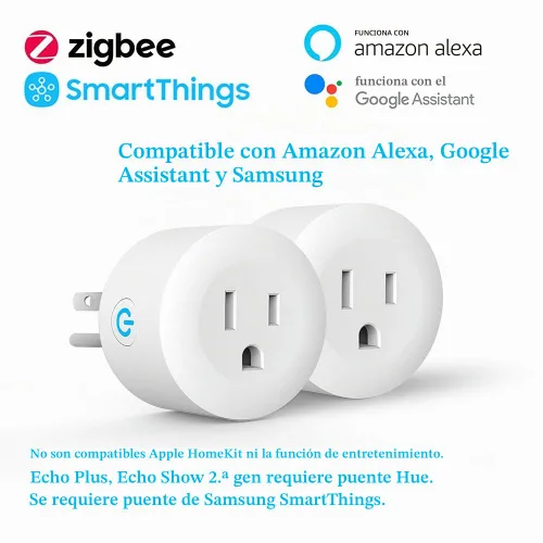 Vista 5 de Enchufe inteligente, DOGAIN Zigbee Smart Plugs Outlet funciona con ST y Echo Plus Hub Control de voz compatible con Alexa y el Asistente de Google