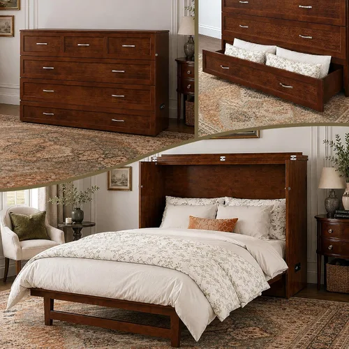 Vista 34 de AFI, Northfield Murphy Bed - Baúl de cama Twin XL con colchón de 6", cajón de almacenamiento y cargador USB integrado, ámbar quemado Amarillo ámbar