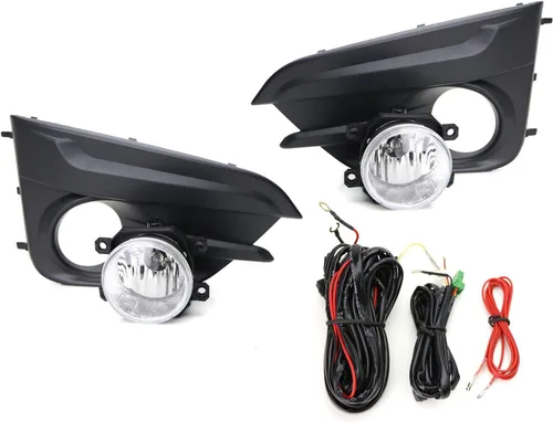 Vista 2 de iJDMTOY Lentes transparentes OEM-Spec H11 Bombilla halógena antiniebla con biseles antiniebla de parachoques, arnés de cableado e interruptor