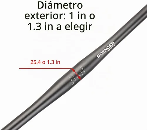 Vista 3 de Manillar elevado para bicicleta Boenoea 25.4/31.8mm Longitud 620mm, de aleación de aluminio, (50mm 90mm 120mm), Negro