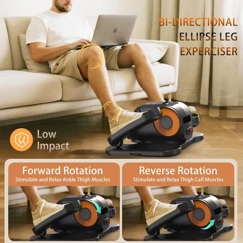 Vista 4 de Under Desk Elliptical Machine, Electric Elliptical Training Machine w/Remote & 12 Speeds Level, Manual & Auto Mode, Elliptical Traier for Seniors