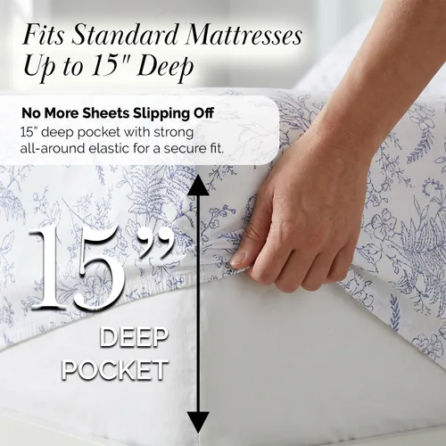 Vista 192 de Southshore Fine Living, Inc. Colección Winter Brush, juego de sábanas de 3 piezas para cama individual, sábana bajera con bolsillo profundo de 14
