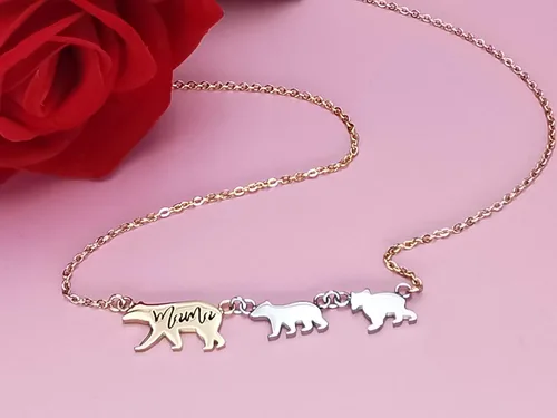 Vista 3 de Sweet Family - Collar con colgante para mamá y oso bebé, regalo para ella, mamá, madre, regalo para ella, Acero inoxidable, no conocido