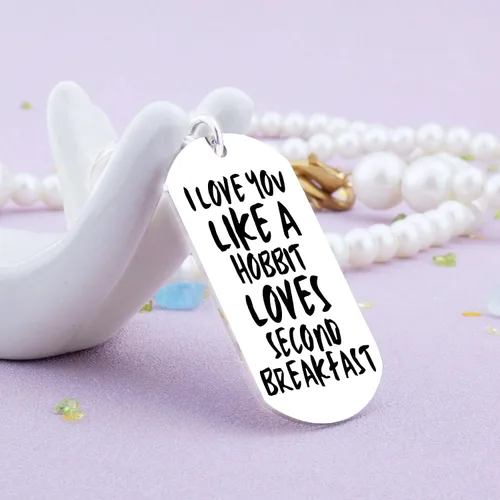 Vista 5 de Lord of the Rings Merchandise Gifts Lover Fans Keychain Gifts -I Love You Like a Hobbit Loves Second Breakfast Women Husband to My Love Keychain