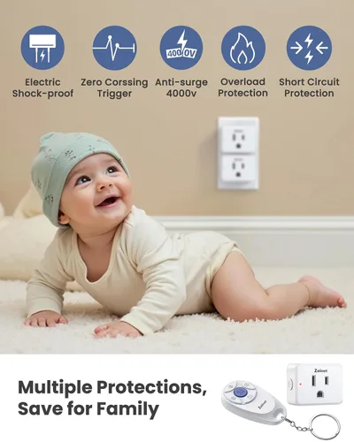 Vista 7 de Zoiinet Mini interruptores de enchufe de salida de control remoto de 3 bandas, diseño de mini llave, interruptores de luz inalámbricos expandibles
