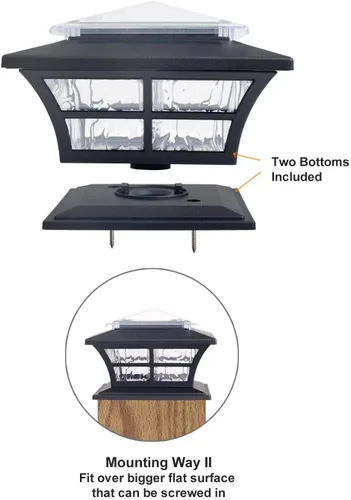 Vista 3 de KS4103QTX2 - Luces solares para tapa de poste de 4 x 4 pulgadas para postes de madera, paquete de 2