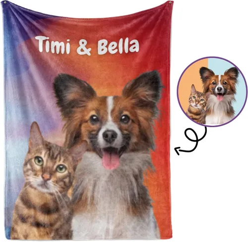 Vista 4 de Manta personalizada con fotos de perro, regalos personalizados con foto de mascota, manta de 30 x 40 pulgadas, manta ultrasuave de doble cara