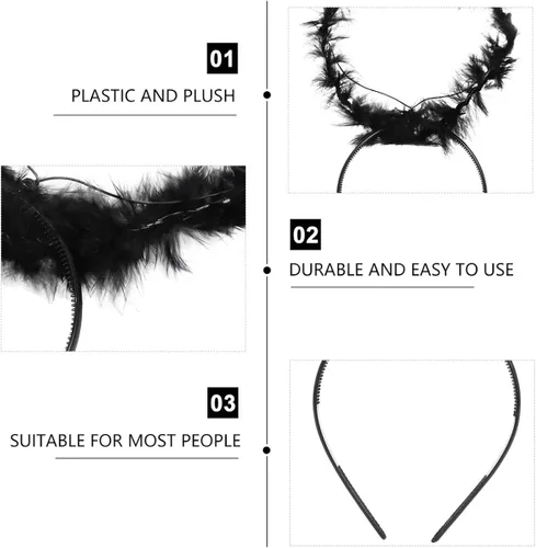 Vista 3 de Beaupretty 2 diademas con halo de ángel diadema con halo negro accesorios para el cabello para niños y niñas disfraz de Halloween y Navidad