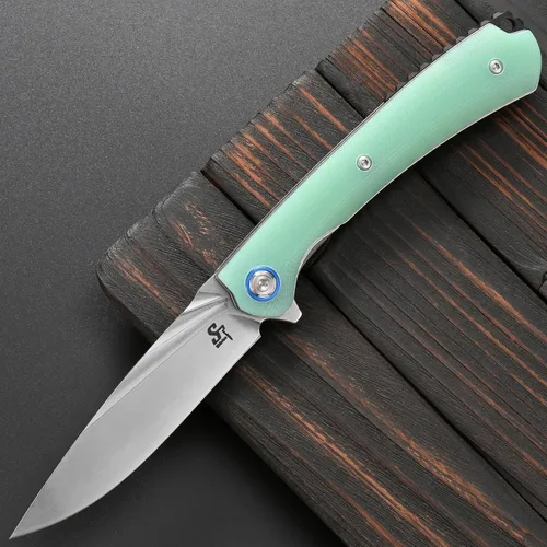 Vista 2 de Sitivien ST144 - Cuchillo plegable, hoja de acero 14C28N, cuchillo de bolsillo con mango G10 para acampar EDC al aire libre, supervivencia