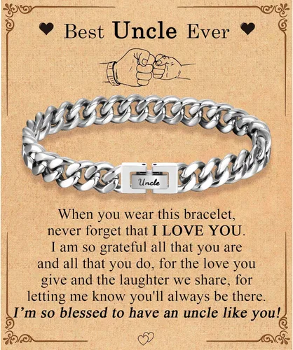 Vista 19 de Regalos para papá, hijo, nieto, tío sobrino, hermano, marido, novio, regalos para hombres y niños, pulsera de eslabones de cadena cubana, regalos