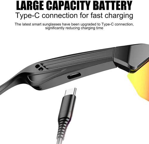 Vista 3 de OBEST - Gafas Bluetooth impermeables para ciclismo y correr Built-in Mic, Voice Assistant, Polarized Lenses,Open-Ear Speakers, UV Protection