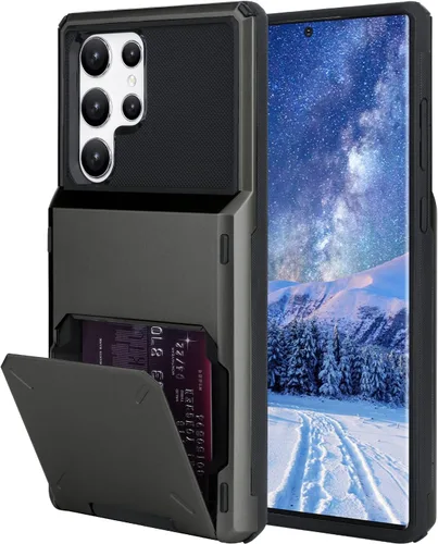 Vista 89 de Funda tipo cartera para Samsung Galaxy S22 con ranura para 2 tarjetas de crédito Funda a prueba de golpes Hybrid Heavy Duty Protection Armor Funda