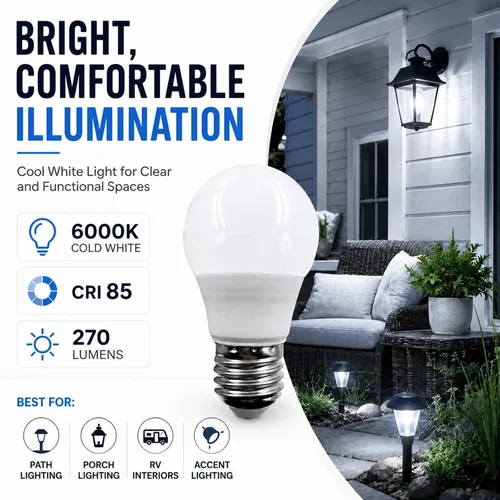 Vista 2 de Taysing Bombilla de 12 V A15 3W blanco frío 6000K E26 base de tornillo 12 V bombilla LED CC 12 voltios 24 V 36 V 48 V luces de bajo voltaje