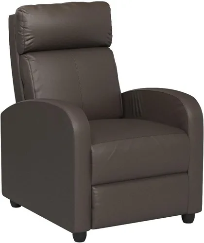 Vista 5 de BestMassage Silla reclinable con función de masaje de 2 puntos Cuero sintético marrón con soporte lumbar, empuje ajustable hacia atrás, PU