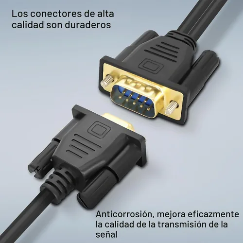 Vista 2 de MEIRIYFA DB9 - Cable adaptador divisor en Y DB 9 pines, 1 macho a 2 hembras, cable de extensión RS232, cable recto a través del puerto serie D-Sub