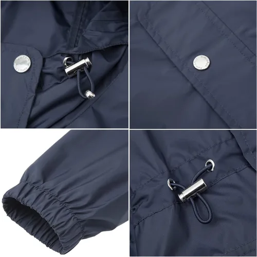 Vista 5 de Rokka&Rolla Chaqueta impermeable ligera con capucha para mujer, rompevientos Anorak, larga gabardina