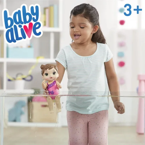 Vista 12 de Baby Alive Splash'n Snuggle Baby - Muñeca de pelo castaño para juegos acuáticos, con accesorios