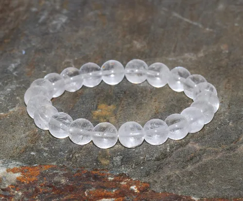 Vista 2 de 8mm Milky Clear Quartz Crystal Bracelet, Yoga Wrist Mala Beads, Meditation Jewelry, Milk, Master Healer - Clarity - Healing for All Chakras