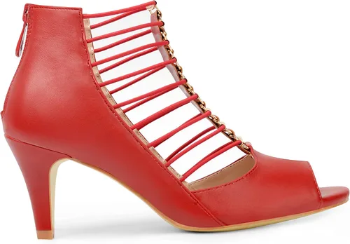 Vista 2 de ANN CREEK Tacones de gladiador para mujer, tacón medio, sandalias de tiras elásticas con puntera abierta, sandalias de tacón para fiesta casual