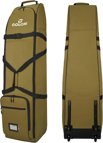 Vista 14 de Goloni Bolsa de viaje de golf con ruedas para aerolíneas, funda de viaje resistente al agua para viajes aéreos, equipaje de golf plegable portátil