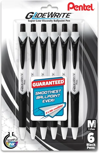 Vista 10 de Bolígrafo Pentel GlideWrite con tinta TechniFlo, (1.0mm) línea media, tinta burdeos, caja de 12 (BX910-BG)
