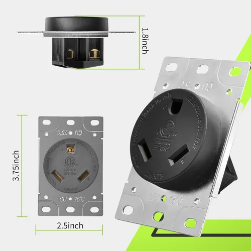 Vista 3 de RVMATE NEMA TT-30R Receptáculo, salida RV de 30 amperios