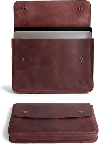 Vista 8 de Hide & Drink, Carpeta vintage portadocumentos, archivo, carpeta A5, cartera de sobre, cuero de grano completo, hecho a mano, marrón bourbon Bourbon