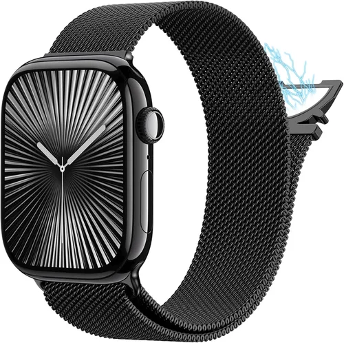 Vista 8 de Correa de malla milanesa compatible con Apple Watch Band de 1.929 in 1.811 in 1.772 in 1.732 in 1.654 in para hombres y mujeres, correa de metal más