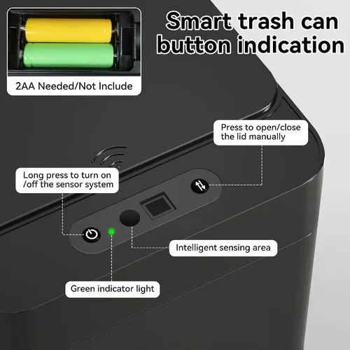 Vista 7 de kaylowe - Cubo de basura automático para baño de 2.6 galones, juego de 2 cubos de basura pequeños sin contacto, con sensor de movimiento delgado