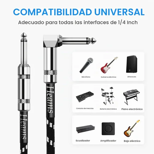 Vista 6 de Paquete de 2 cables de guitarra prémium de 10 pies, sin ruido, 3 veces de durabilidad